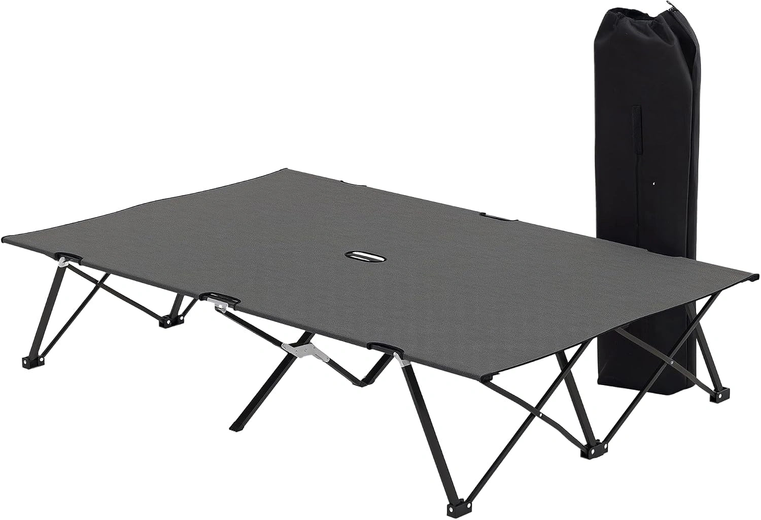 Outsunny Lit double camping pliant transat, gris charbon, sac transport, super léger, Lit de couchage pour terrasse