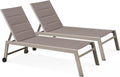 Oviala Lot de 2 Bains de Soleil en Aluminium et textilène Taupe