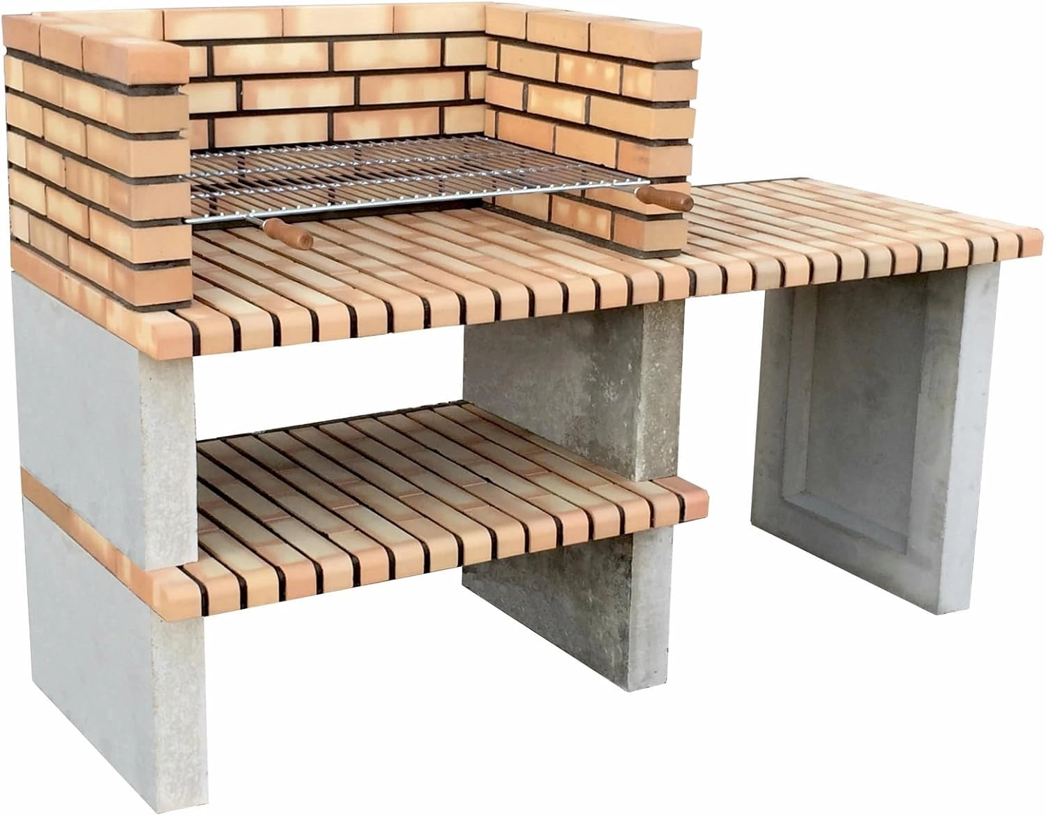 MOVELAR - Barbecue préfabriqué à bois et charbon en béton réfractaire modèle Paellero Almenara 85 (Gris