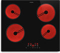 Klarstein Hito table de cuisson vitrocéramique 60 cm - Table de cuisson électrique 4 zones 6000 W, commande tactile, surface en vitrocéramique