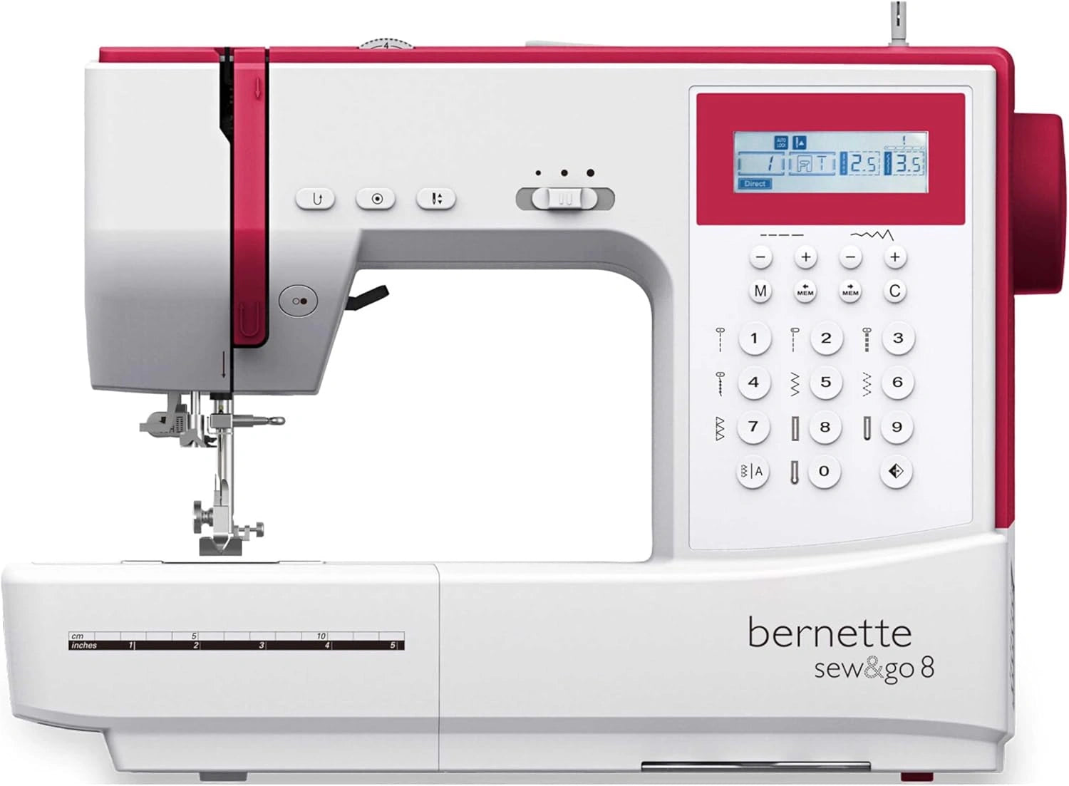 Bernette Sew et GO8 Machine à coudre ordinateur avec 197 programmes de couture, blanc, bras libre, écran multifonction, patchwork, matelassage
