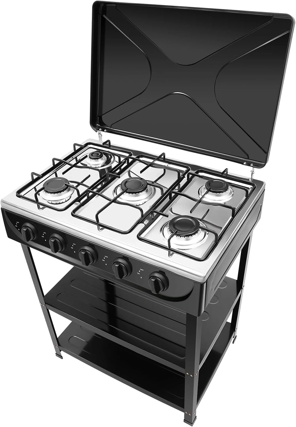 Plaque de cuisson à gaz encastrable, en acier inoxydable, 5 ampoules, 2500 W, gaz naturel, avec brûleurs Wok, GPL, butane