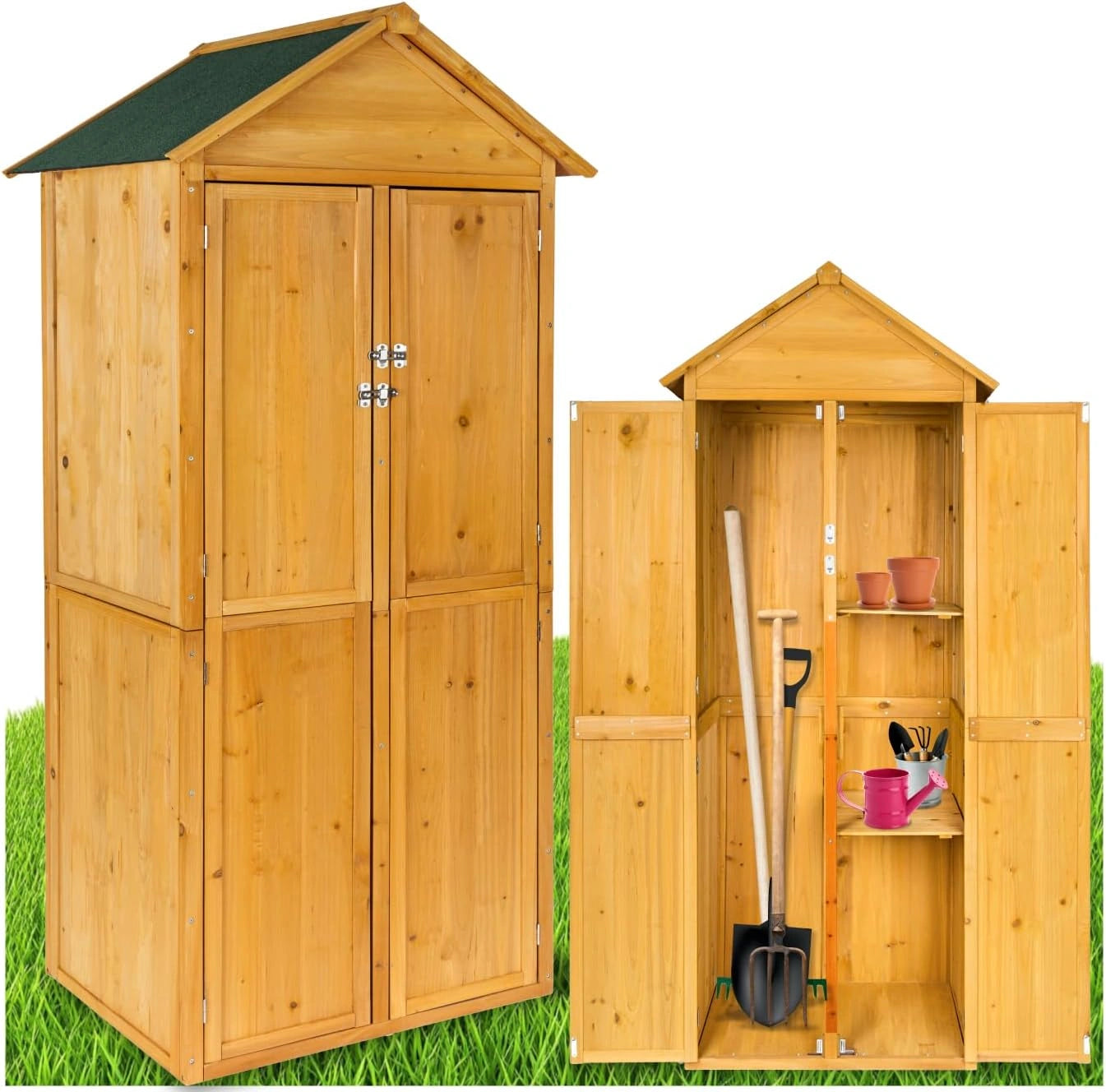 tectake Abri de Jardin Bois Cabane de Jardin à Outils Toiture 2 pans