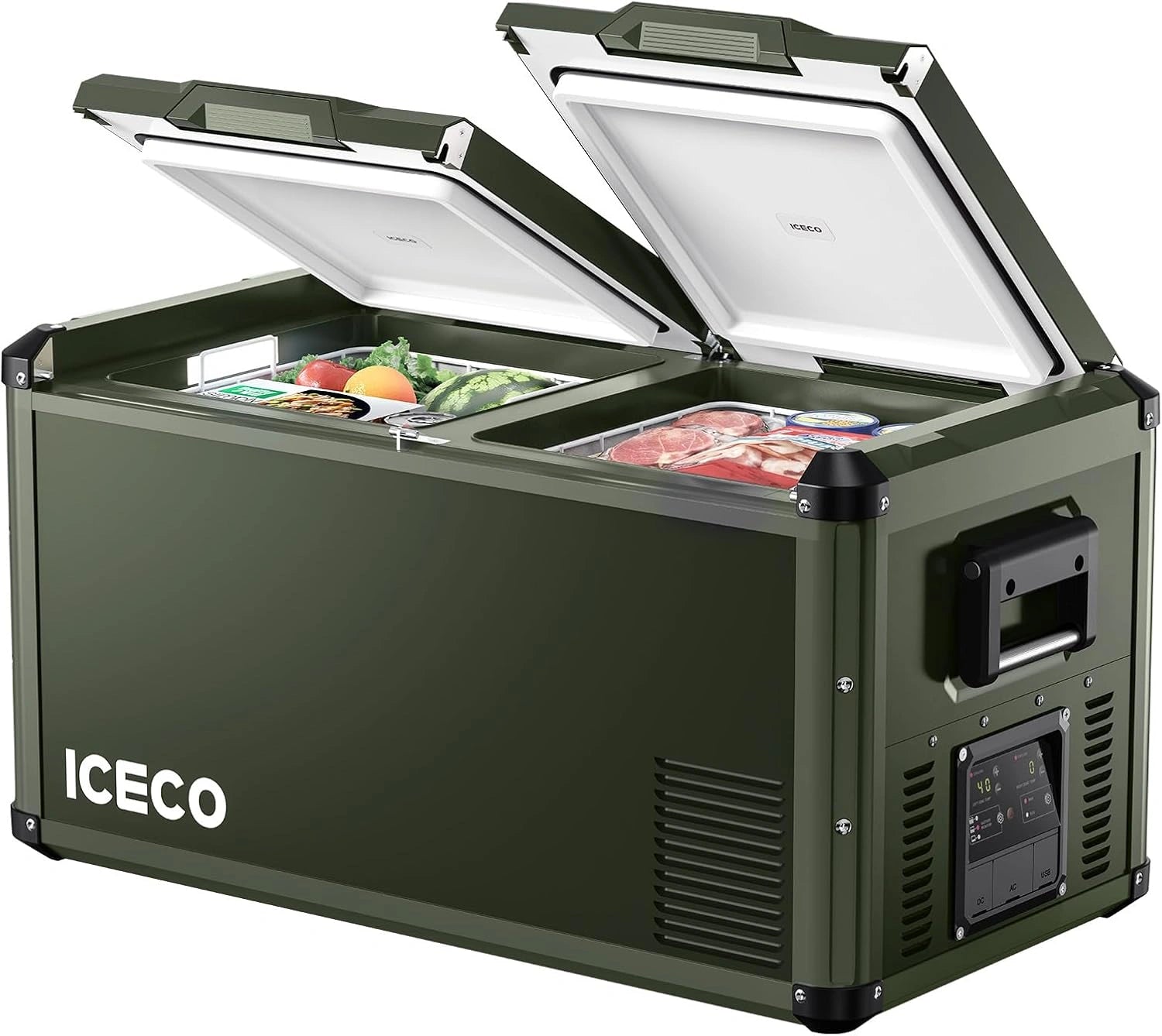 ICECO VL75 ProD Réfrigérateur portable 12 V avec CA/CC, réfrigérateur de voiture double zone de 75 L alimenté par SECOP, 17,8 °C à 10 °C