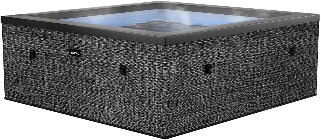 N NETSPA - Spa - Celestia - Semi-Rigide Carré 6 Places, Volume 1100 l - Ø180xH70 cm - Flint gris, Construction Portable en Mousse