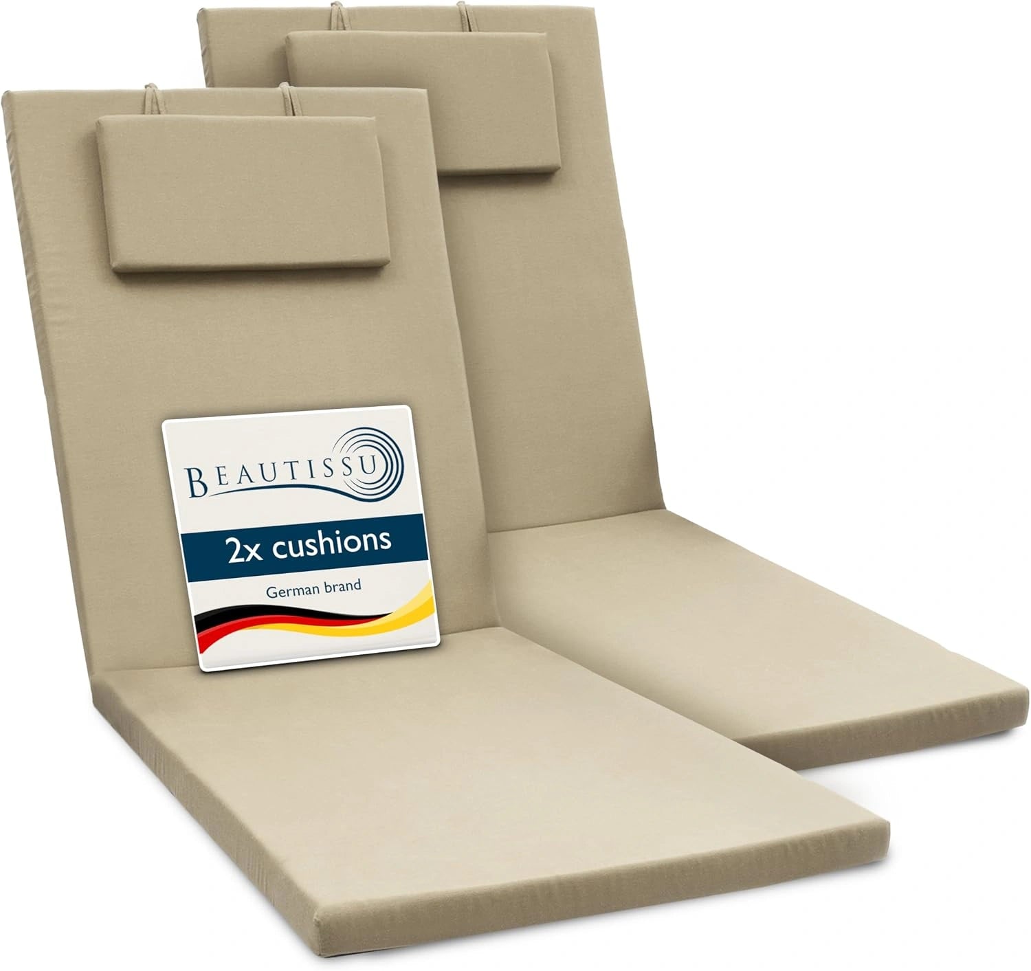 Beautissu Lot de 2 Coussin Bain de Soleil Matelas transat Chaise Longue