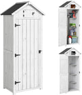 Outsunny Armoire de Jardin Extérieur Abri Jardin Bois 3 Étagères Gris Clair, 2 Portes à Loquets, 77x54x179 cm, Toit en Pente Bitumé, Abri pour Outils
