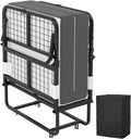 CAIYUN Lit Pliant 1 Personne 80 x 190 cm Lit Pliable Adulte avec Matelas en Mousse de 13 cm, Noir, Charge 200 kg