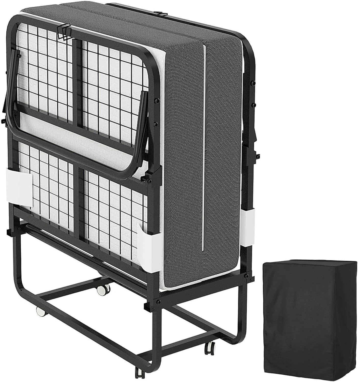 CAIYUN Lit Pliant 1 Personne 80 x 190 cm Lit Pliable Adulte avec Matelas en Mousse de 13 cm, Noir, Charge 200 kg