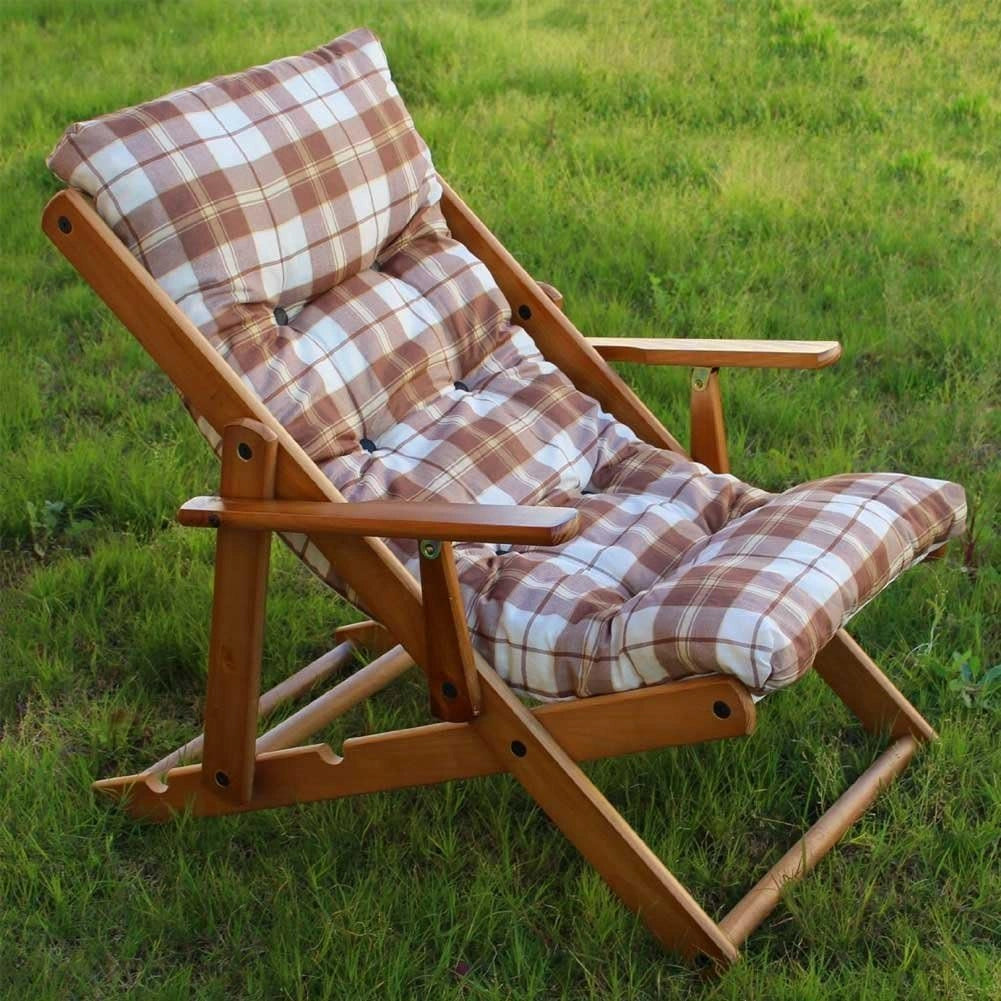 Maslegno Fauteuil / chaise longue.avec coussin rembourré, transats en bois pliable réglable en 3 positions, 100 cm de hauteur