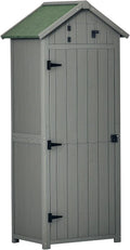 Outsunny Armoire de Jardin Extérieur Abri pour Outils 77x54x179 cm Gris, 3 Étagères, 2 Portes avec Loquets, Abri de Jardin en Bois, pour Terrasse