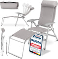 ELONEO Chaise de Camping Pliante avec Repose-Pieds Amovible - Chaise Longue Pliante Confortable en Aluminium avec Dossier Réglable pour Jardin