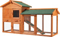 Wiltec Clapier, 1470 x 520 x 855 mm, 2 étages, Toit bitumé, Bois Sapin, avec Rampe, Enclos et bac Amovible