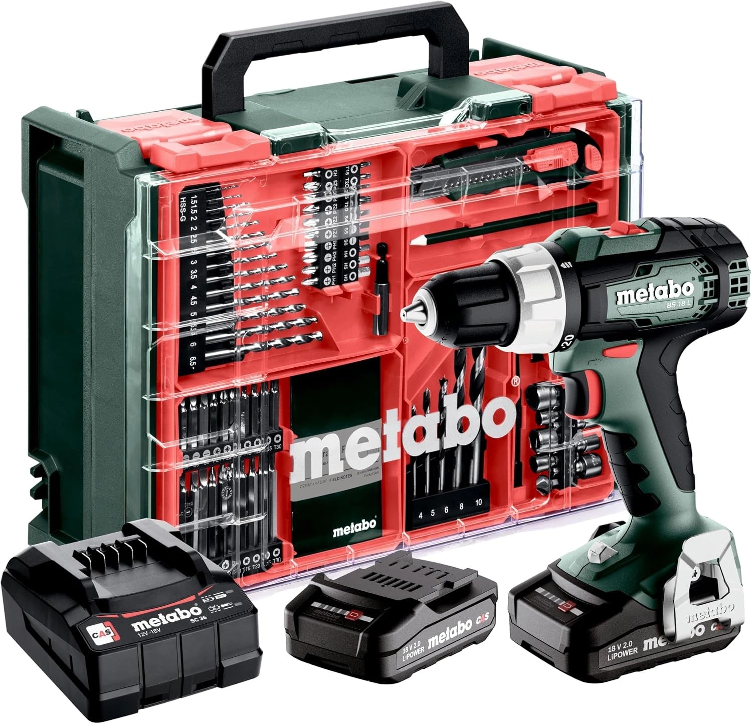 Metabo BS 614051710 Perceuse-visseuse sans fil 18 L avec batterie et coffret en plastique (2 batteries LiPOWER 18 V 2 Ah, poids 1,6 kg)