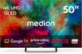 MEDION 125.7 cm 50' Téléviseur QLED Smart TV 4K Dolby Vision HDR Prime Video Disney+ Compatible Google TV PVR Bluetooth, MD850701