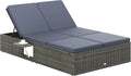 Casaria Bain de Soleil Double Polyrotin Gris/Anthracite, Coussin 7 cm d'épaisseur, Salon de Jardin Exterieur Design pour Terrasse ou Piscine Hors Sol