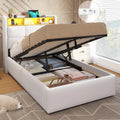 DICTAC Lit Coffre 1 Place 90x200 avec éclairage LED et Prise Lit Enfant 90x200 avec Rangement et Tete de Lits, Blanc-sans Matelas