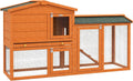 PawHut Clapier Cage À Lapins Rongeurs 2 Niveaux 150 L x 45 l x 85 h cm, 3 Portes Verrouillables, Tiroir À Déjection, Bois Massif Sapin
