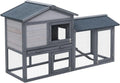 PawHut Clapier Cage à Lapins Rongeurs 2 Niveaux 147 L x 54 l x 84 h cm Gris, 3 Portes Verrouillables, Clapier Lapin Nain, Tiroir à Déjection