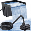 POPOSOAP Cascade de Bassin avec Pompe CC 42 W 4600 L/H, Tuyau Ondulé 3 m, Déversoir 43 cm pour Grands Bassins de Jardin Extérieurs, Médias Filtrants