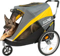 Innopet Hercules 2.0 Remorque pour chien de grande taille Jaune/Gris - Poussette robuste pour chiens jusqu'à 50 kg - Housse de pluie - Pneus