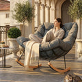 FLEXISPOT Fauteuil à Bascule avec Coussin et Appui-Tête, Balancement Doux, Design Lumineux et Élégant, pour Salon Balcon Terrasse Jardin