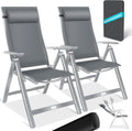 KESSER Chaise de Jardin à Dossier Haut avec accoudoirs, Gris Clair, Lot de 2, avec Dossier réglable en 7 Positions, Respirante, Pliable, Antidérapante